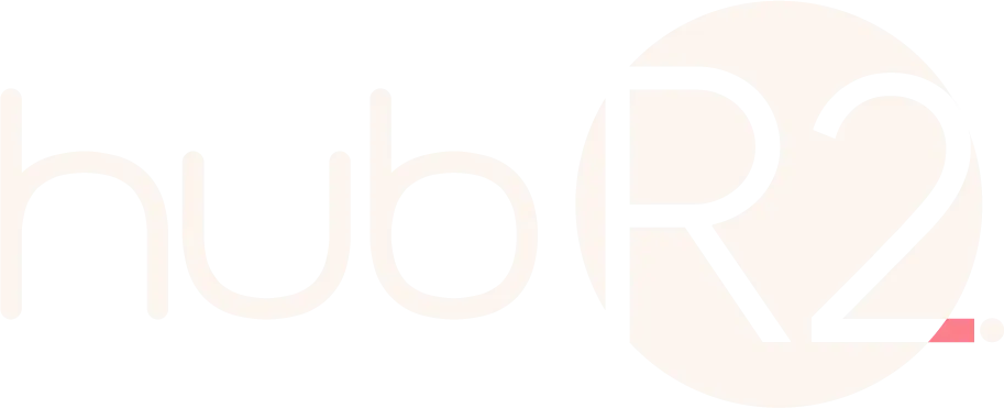 logotipo Hub R2 - claro para fundo escuro